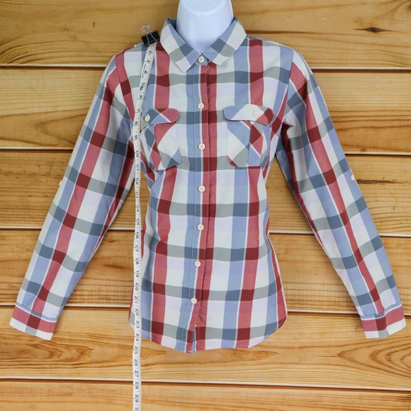Eddie Bauer Button Up Shirt Pockets Womens S Multicolor Plaid Long Sleeve Collar - Picture 3 of 7